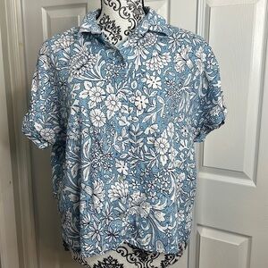 Rachel Ashwell Blue White Floral Linen Lightweight M
